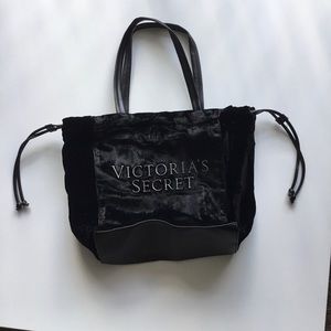 Victorias Secret Black Luxe Velvet Tote 2018